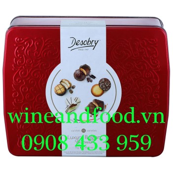Bánh quy phủ socola Desobry Jewels hộp thiếc 1kg