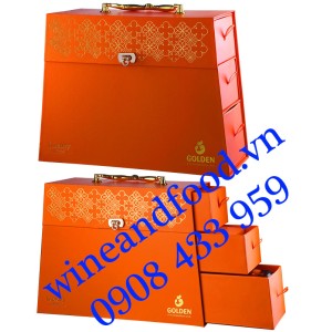 Bánh Trung Thu Tài Thông Golden 3 tầng 4 bánh rượu vang