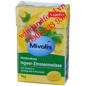 Kẹo Mivolis gừng chanh không đường hộp 50g
