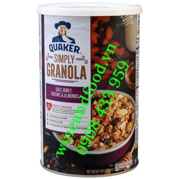 Ngũ cốc yến mạch trái cây khô mật ong hạnh nhân Quaker 453g