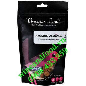 Hạt Hạnh Nhân nguyên vỏ Amazing Almonds Mousieur Luxe 100g