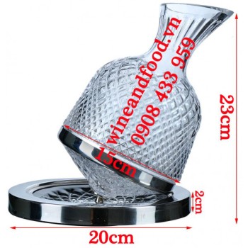 Bình Decanter pha lê kim cương xoay 360 độ