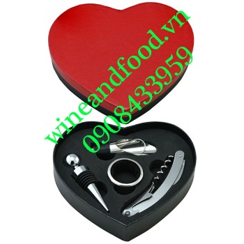 Bộ dụng cụ rượu vang trái tim 4 món
