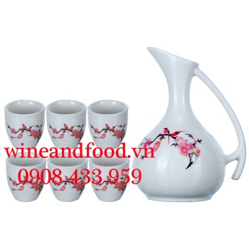 Bộ bình rượu Sake 6 chén Nhật Bản 22