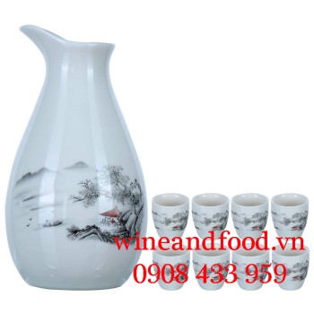 Bộ bình rượu Sake 8 chén Nhật Bản 27