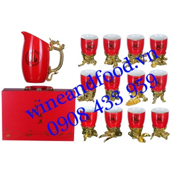 Bộ ly 12 con giáp đỏ cao cấp