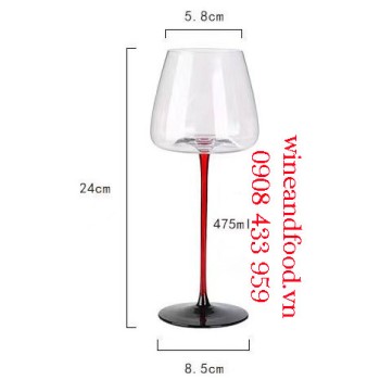Ly rượu vang pha lê cao cấp chân đỏ A hộp 2 cái 475ml