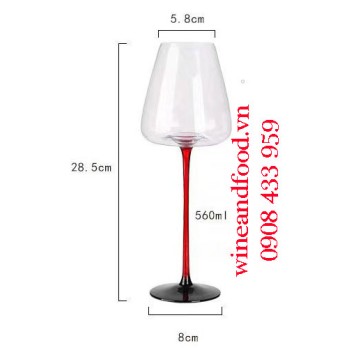 Ly rượu vang pha lê cao cấp chân đỏ B hộp 2 cái 560ml