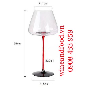 Ly rượu vang pha lê cao cấp chân đỏ D hộp 2 cái 630ml
