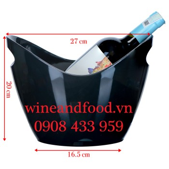 Xô đá ngâm ướp rượu Oval nhựa đen 06