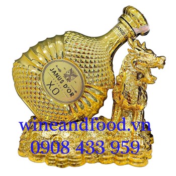 Rượu phong thủy Kỳ Lân vàng Brandy XO Janu's D'or Gold 3L