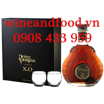 Rượu Cognac XO Prince Hubert de Polignac 700ml hộp quà 2 ly