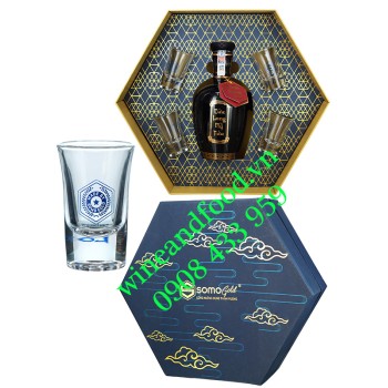 Rượu Cửu Long Mỹ Tửu Minh Mạng Tửu hộp quà Somo Gold 4 ly