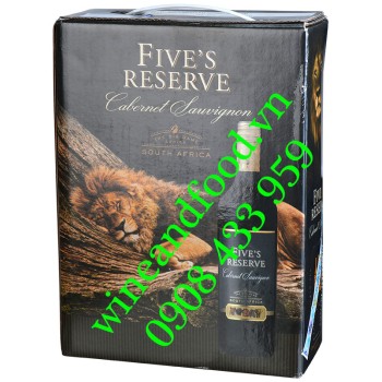 Rượu vang Five's Reserve Cabernet Sauvignon bịch 3 Lít