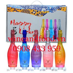 Bộ 5 siêu phẩm rượu vang nổ Aviva kèm đế chuyển màu 75cl