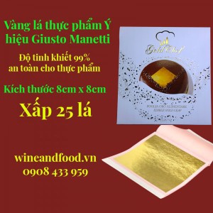 Vàng Lá Thực Phẩm Ý Giusto Manetti – Xấp 25 Lá Phiên Bản 2025