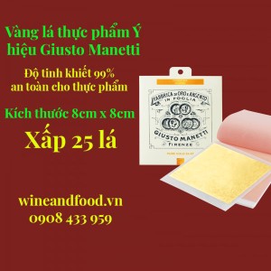 Vàng lá thực phẩm Ý Giusto Manetti xấp 25 lá