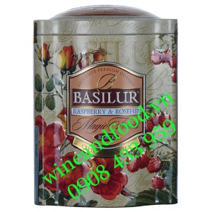 Trà đen Basilur Raspberry Rosehip hộp thiếc 100g