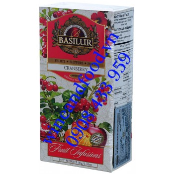 Trà túi lọc Nam Việt Quất Cranberry Basilur hộp 50g